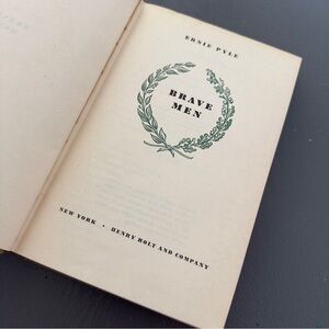Brave Men Ernie Pyle Vintage Brown Hardcover Book 1944 Rationed Paper
